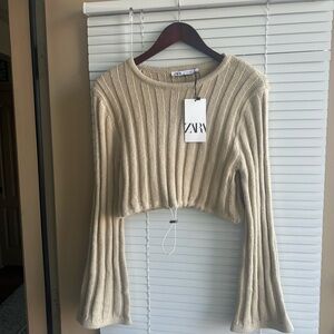 Zara cropped sweater with bell sleeves